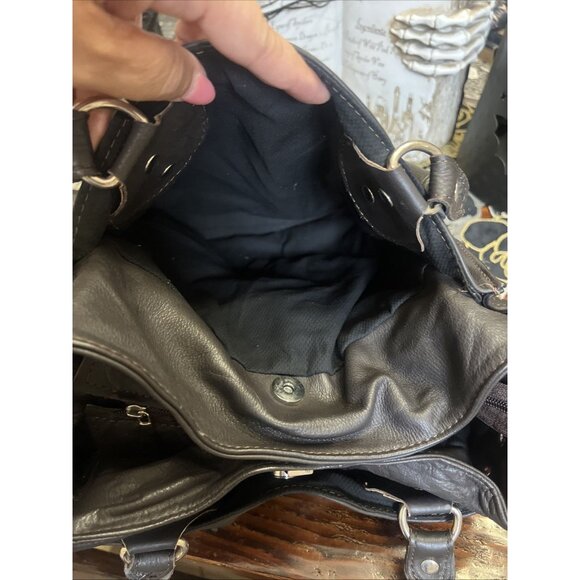 Rebels Firenze Black Italian Leather Handbag Shoulder Bag Purse - Picture 13 of 16